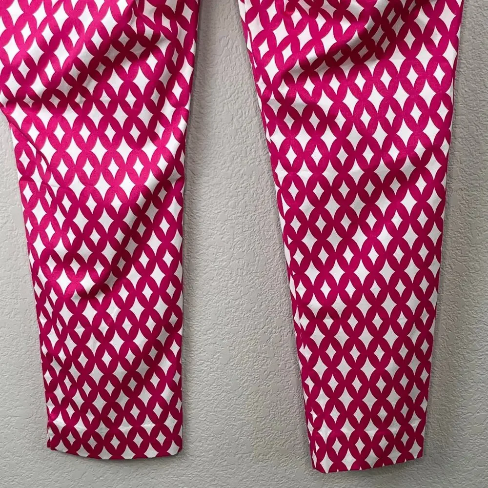 Nautica Fuchsia Hot Pink Geometric Ankle Pants NWT 6 Barbiecore Resort Preppy